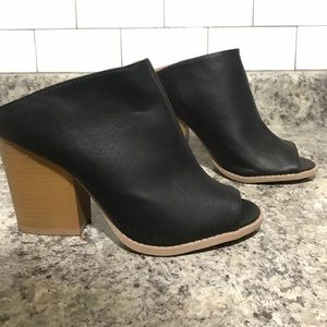 Brand New Black Open Toe Mule Heels